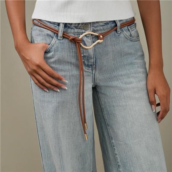🌿 Boho Leather Rope Belt for Women – Adjustable Thin Tie Waist Belt - Picture 4 of 4